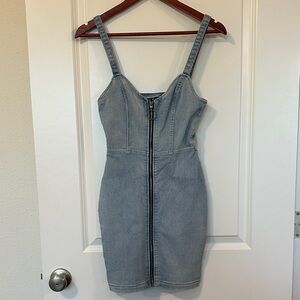 H&M Divided Light Blue Denim Zip Front Dress
